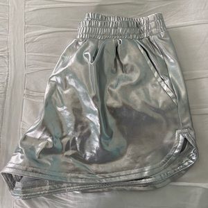 fun silver party shorts! size medium